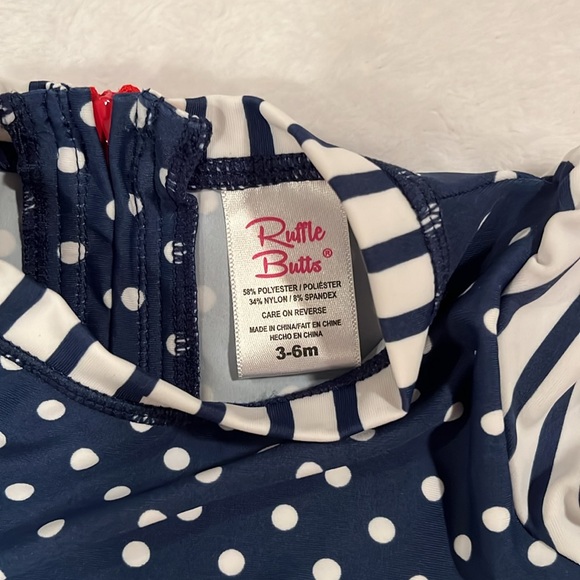 Ruffle Butts long sleeve rash guard, red, white and blue, size 3-6 months - Picture 2 of 6